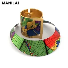 MANILAI Estilo Rústico Multicolor Pintura de Moda Torques Brazalete Brazaletes Conjuntos de Collar de Las Mujeres Declaración Indio Joyería