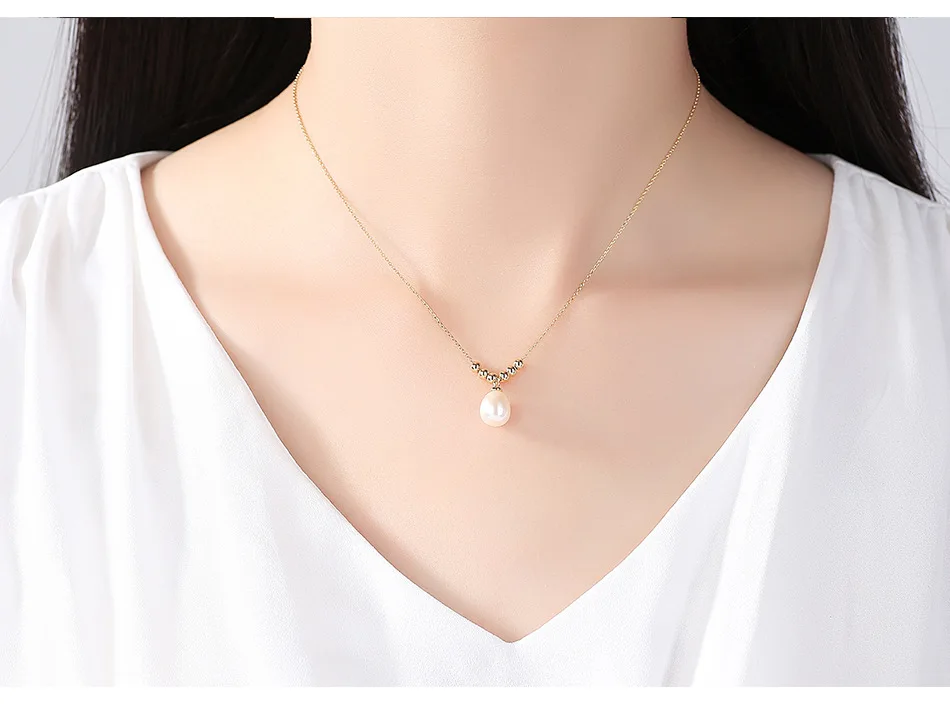 

S925 sterling silver natural freshwater pearl necklace simple and versatile accessories FBB01