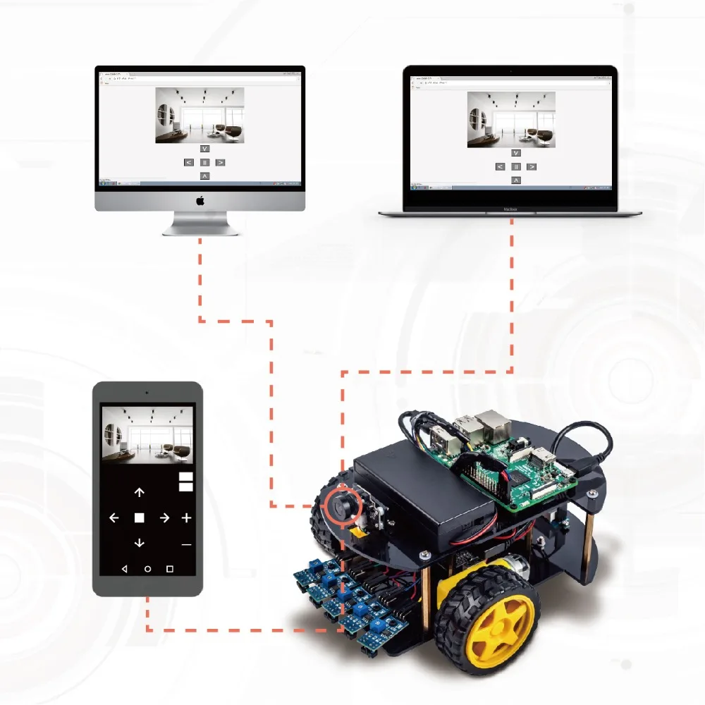 OSOYOO Robot car kit Smart Car Learning Kit for Raspberry Pi 3,B+Android IOS APP WiFi Wireless (Not include Raspberry P3 board )