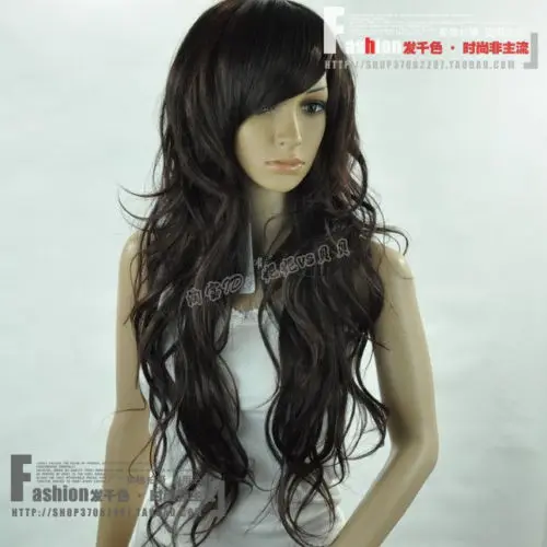 N1421 Sexy длинные темно коричневые вьющиеся парики волос здоровья парик|wig part|wig pluswig