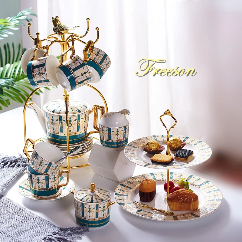 

Luxury Gold Bone China Coffee Set Nordic Porcelain Tea Set Advanced Pot Cup Ceramic Mug Sugar Bowl Creamer Teapot Milk Jug