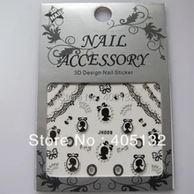 20 листов/партия смешанные BLE-JH серии черный и серебряный клевый стикер для дизайна ногтей