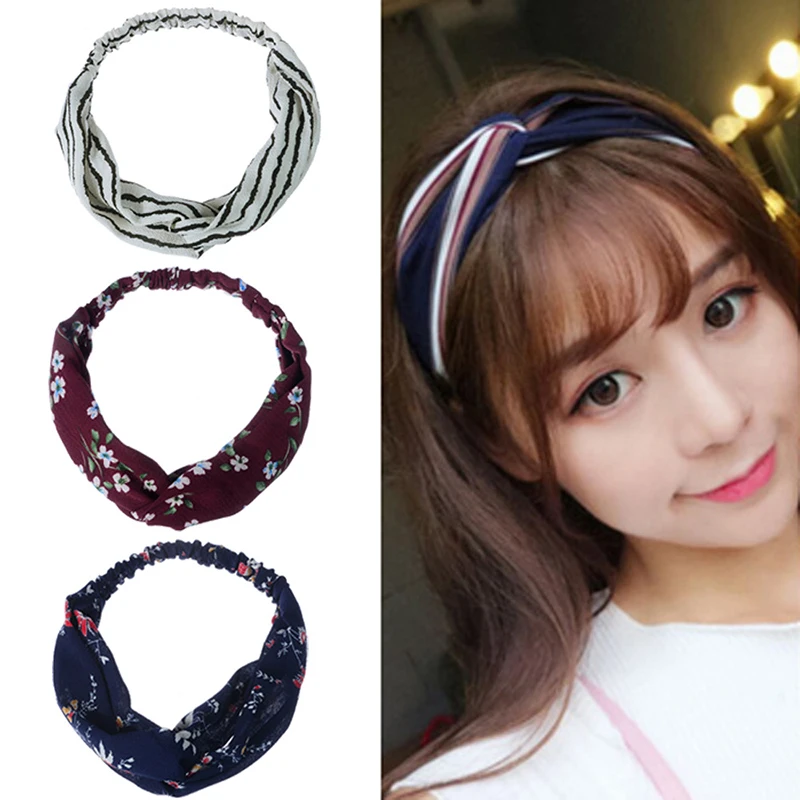 Hot Fashion Girls New Sweet Korean Print Hair Head Bands Wide Elastic