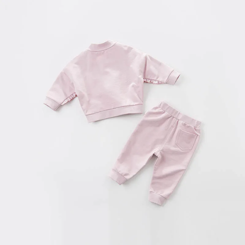 DB7125 dave bella/весенние модные комплекты одежды с цветочным рисунком для маленьких девочек Детский комплект из 2 предметов для малышей