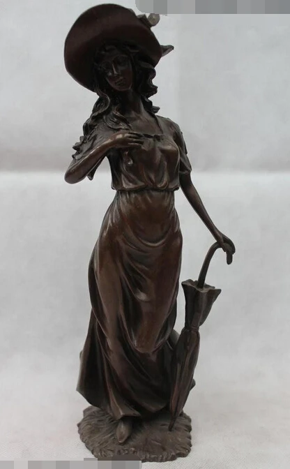 

Details about 13"Westen Bronze Marble Sexy Stand Belle Girl Lady Woman umbrella Art Statue R0715