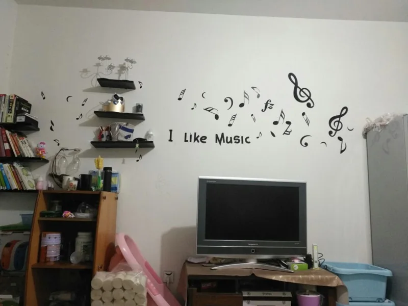 Мне нравится музыка музыкальная Note дизайн акриловая Наклейка на стену s для гостиной школьное расписание черная или красная наклейка