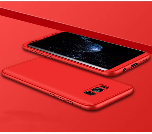 Роскошный 360 чехол для samsung Galaxy S9 S8 S7 Edge S6 Edge Note 8 Жесткий Чехол для Iphone 6 6s 7 7s Plus X - Цвет: red