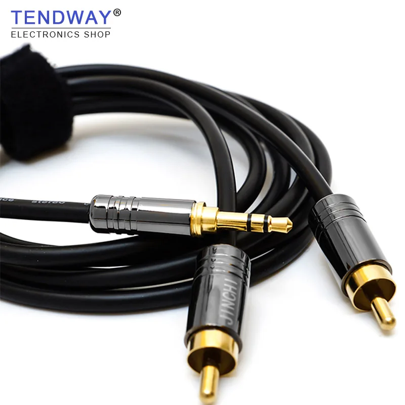 Высокая Скорость 3.5 мм на 2RCA Мужской Aux Кабель Позолоченный Разъем RCA Аудио Кабели