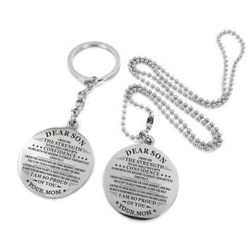 

To My Son--Engraved Necklace&KeyChain Birthday Graduation Anniversary Military Gift From Dad or Mum Personalized Necklaces