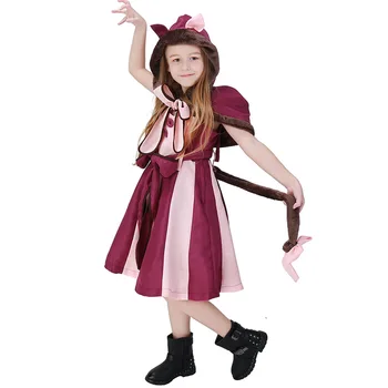 

Halloween Costumes For Children Alice In Wonderland Cheshire Cat Dress Outfit Cosplay Costume Set Uniform Carnival Girls dress