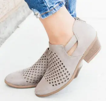 

Women Sandals Med Heels Sandalias Mujer Hollow Out Cusual Zipper Woman Shoes Girls Summer Shoe Lady Chaussures Femme Ete AB1126