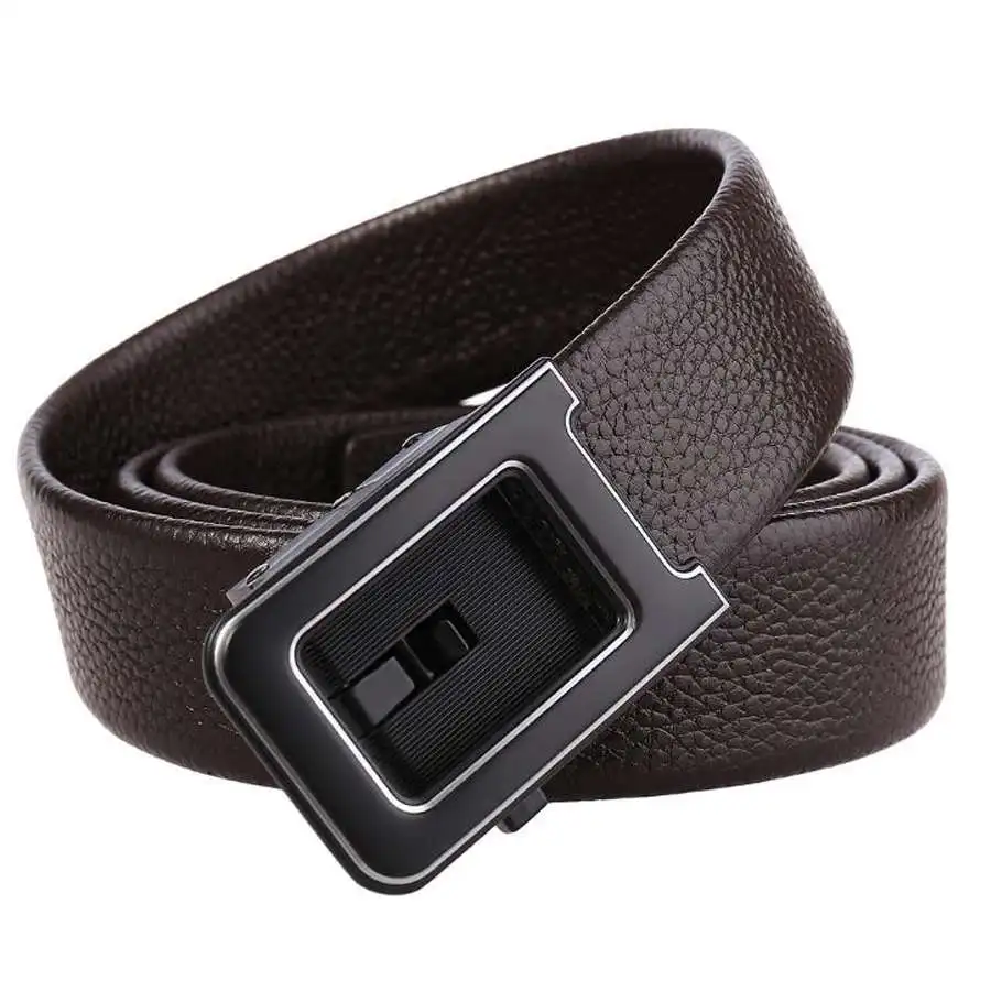 

NEW Men's Leather Ratchet Belt Fashion Belts For Men Genuine Leather Ratchet Belt Automatic Buckle width:3.5cm black,coffee