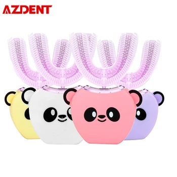 

360 Degree Automatic Children Sonic Electric Toothbrush English Voice Intelligent Silicone Tooth Brush Cute U shape Brush Head