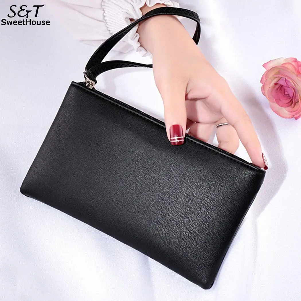 

Women Casual Solid Zipper Closure Long Wallet Phone Bag Handbag Polyester 2 Banknote, 1 Card Slot Square