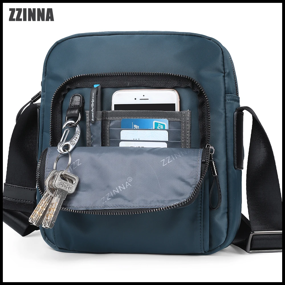 

ZZINNA Casual Simple Summer Small Packet for Men Water Resistant Function Bag Male Sling Crossbody Menssenger Bag