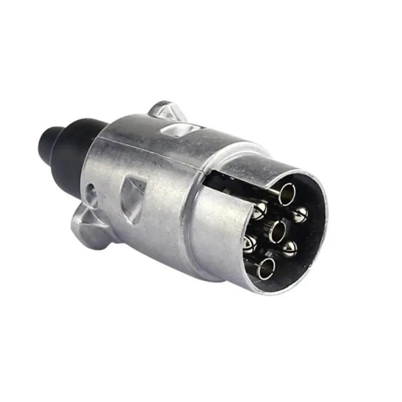 Durable 7 Pin Aluminium Alloy Plug Trailer Truck Towing Electrics 12V Connector EU Plug