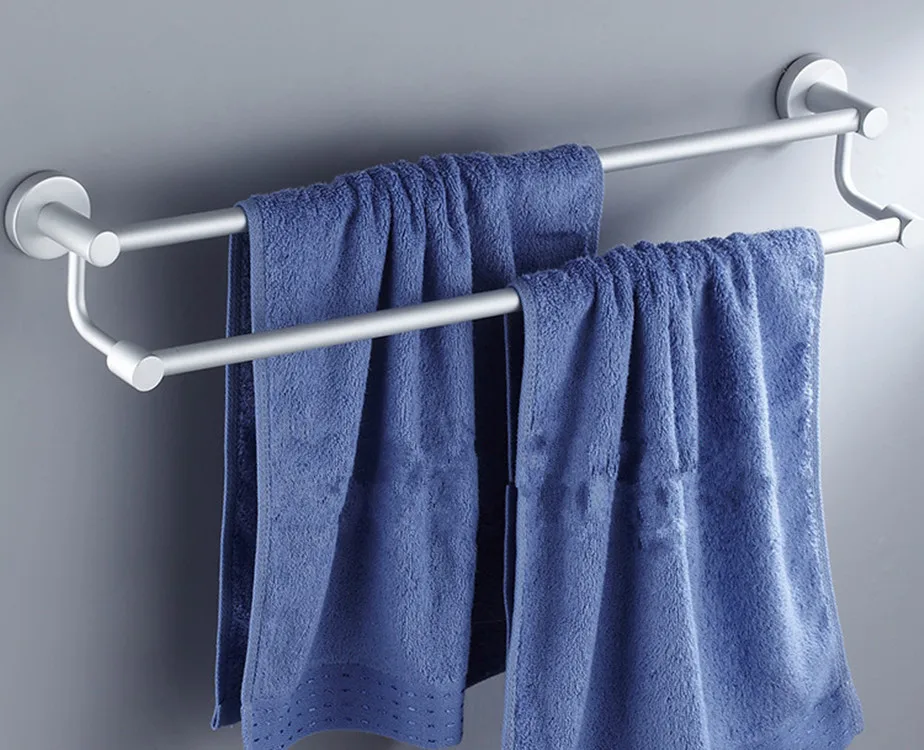 new year A solid base Space aluminum double pole towel bath towel rack