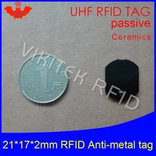 UHF RFID металлическая бирка 915 МГц 868 МГц Alien higgs3 EPCC1G2 6C литье 21*17*2 мм тонкий прямоугольник керамика Смарт карты пассивные RFID метки