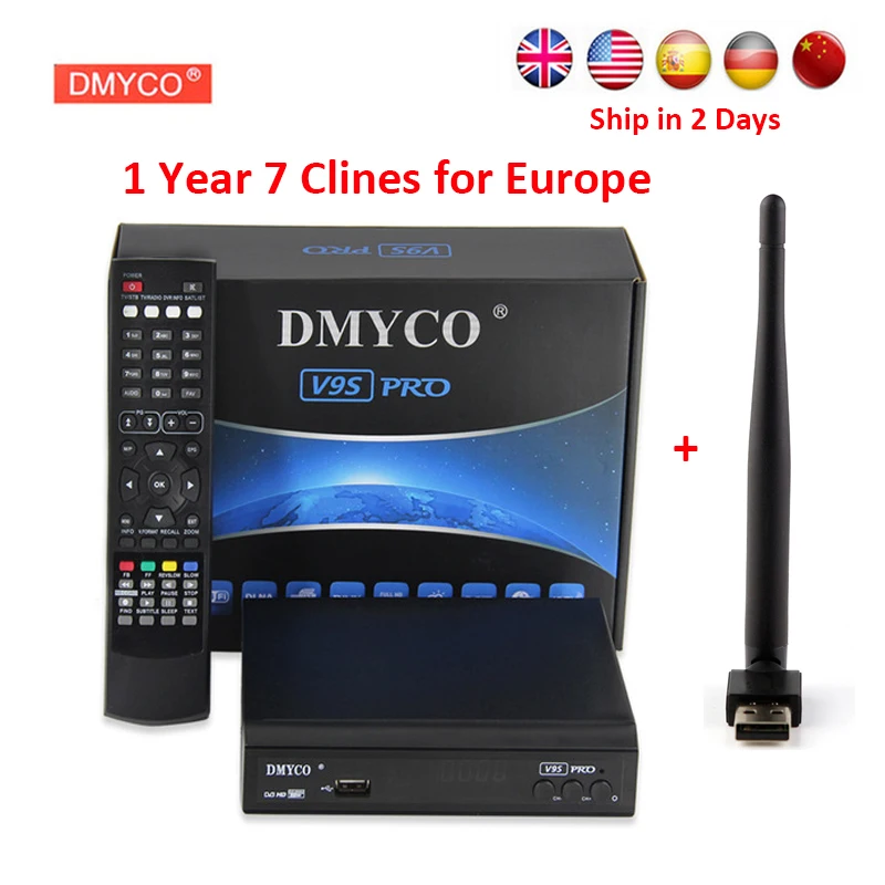 Koop Cccam clines voor 1 jaar europa spanje portugal V9S PRO satellietontvanger 1080 p hd FTA LNB Youtube 3g satelliet decoder + USB WIFI