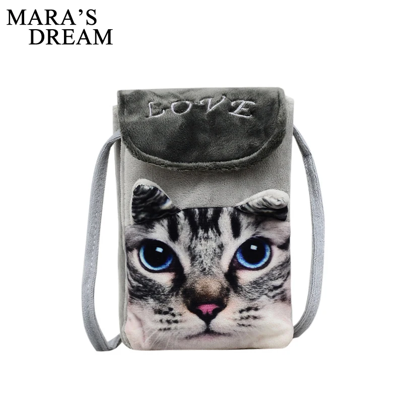 

Mara's Dream Women Messenger Bag Printed Cute Cat Ear Hasp Flap Party Purse Simple Famous Brand Women Leather Shoulder Bag Bolse