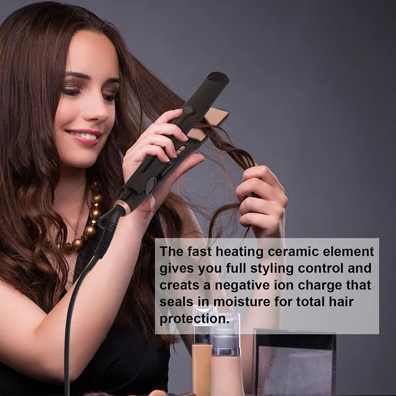 

3 in 1 interchangeable hair curler brush Hair straightener MCH heating plate Big wave curling flat iron holder straightener iron