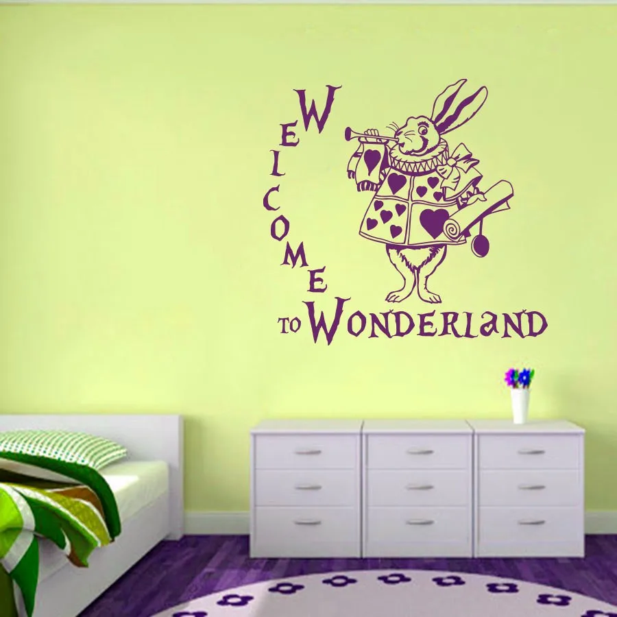 Heißer Zitieren willkommen Wunderland Kaninchen Wandtattoo Alice in aeProduct