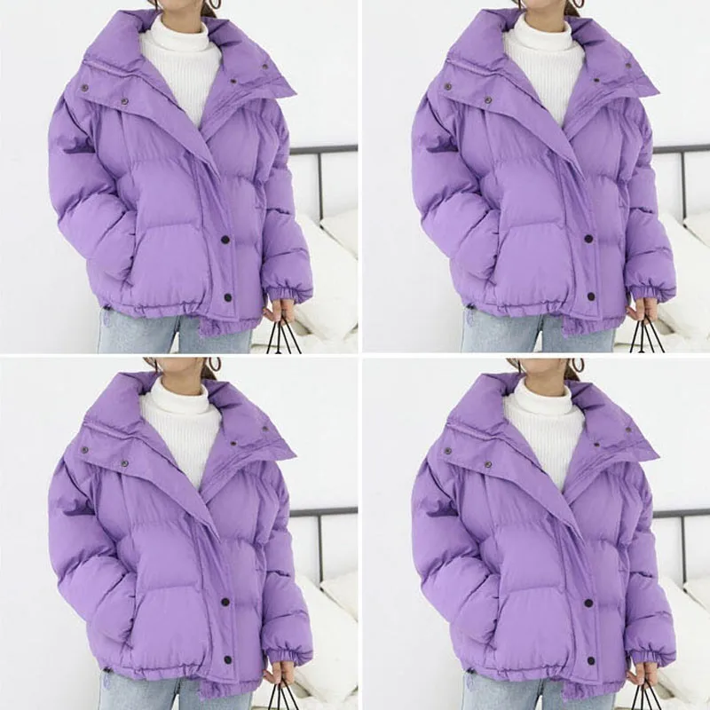 2019 Winter Jacket Women Clothing Cotton Coat Plus Size Thick Parka Female Quilted Jackets Short Warm Outwear Solid Okd489