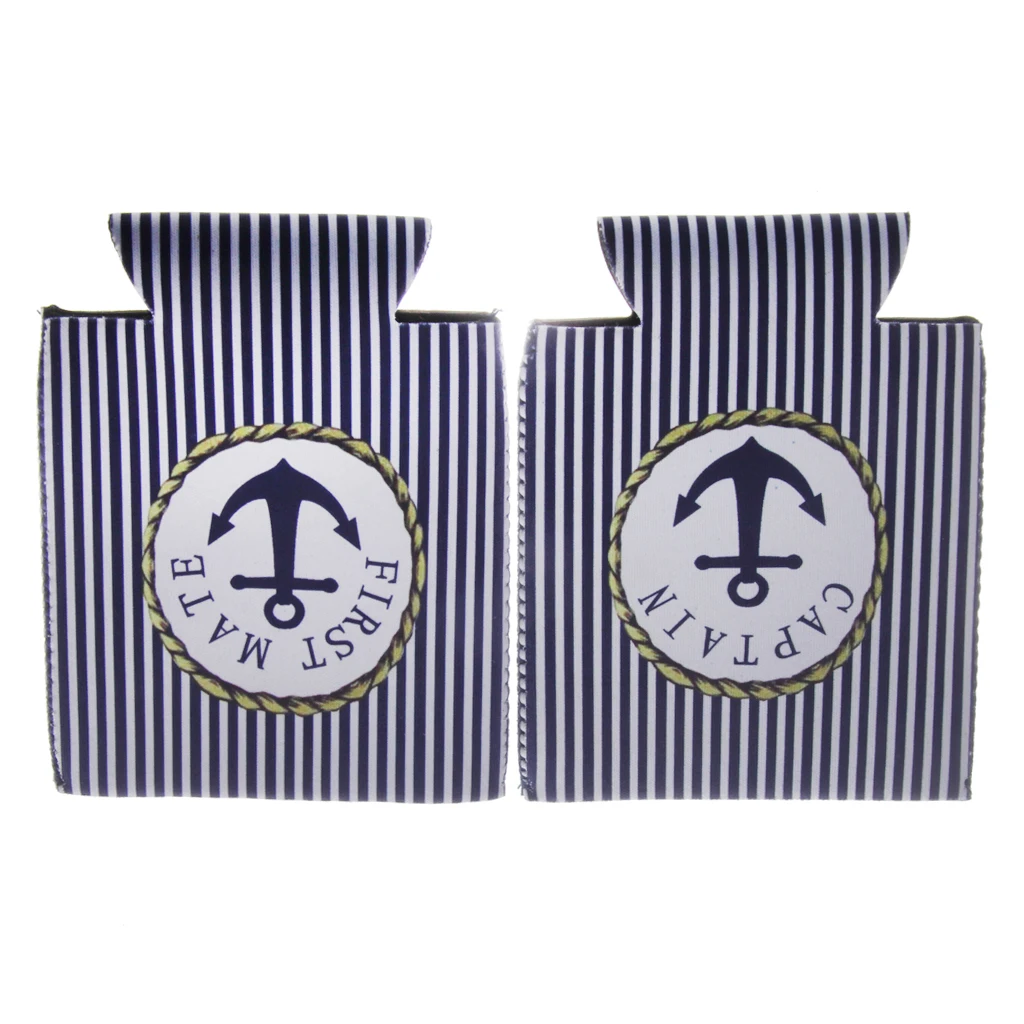 

Beer Can Sleeves Bottle Holders Cola Tin Can Cooler Drink Coolling Wrap with Words CAPTAIN FIRST MATE