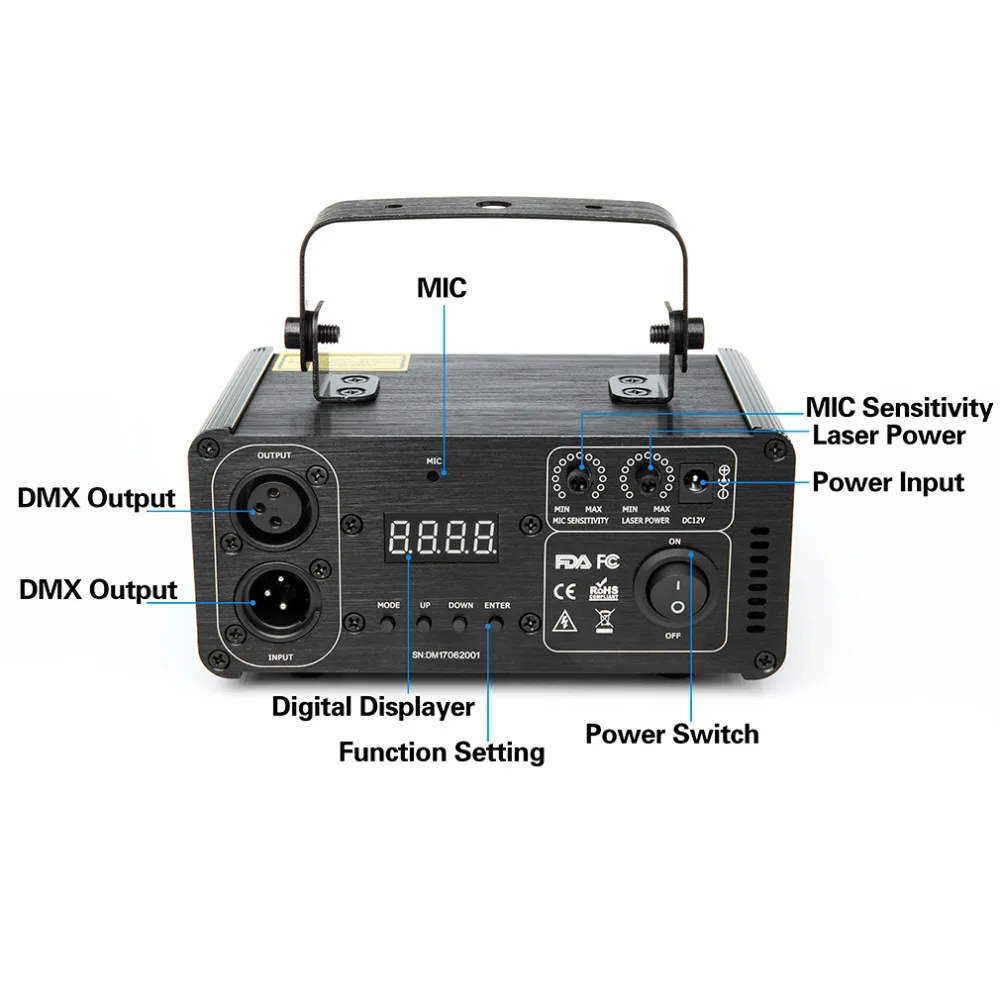 Лазерный пульт для диджеев DMX512 желтый красный зеленый светодиодный сценический
