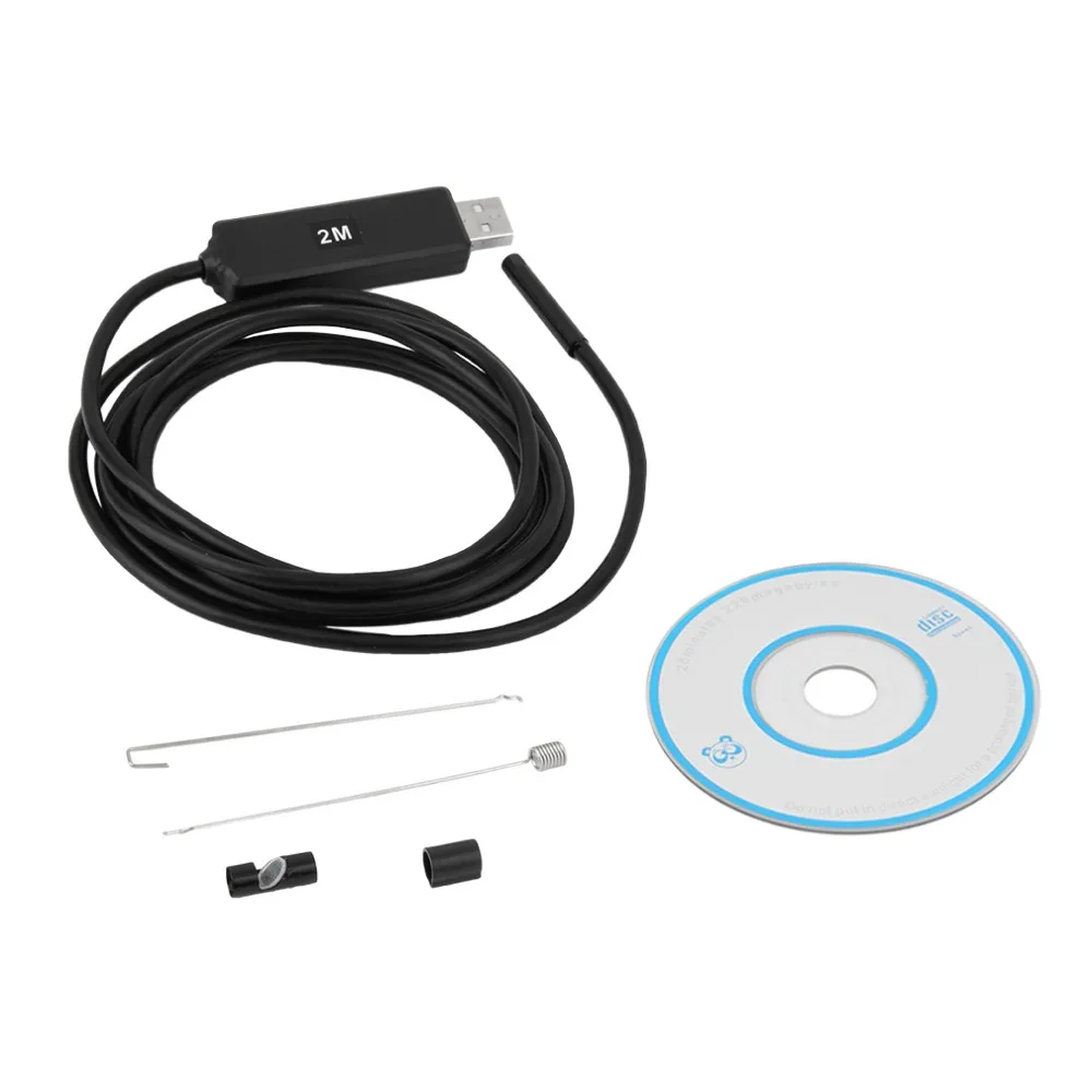 

2M 5.5mm Endoscope Waterproof HD Mini USB Camera Borescope Photo Capture Inspection Scope 6 White LEDs Tube for Android Phone PC