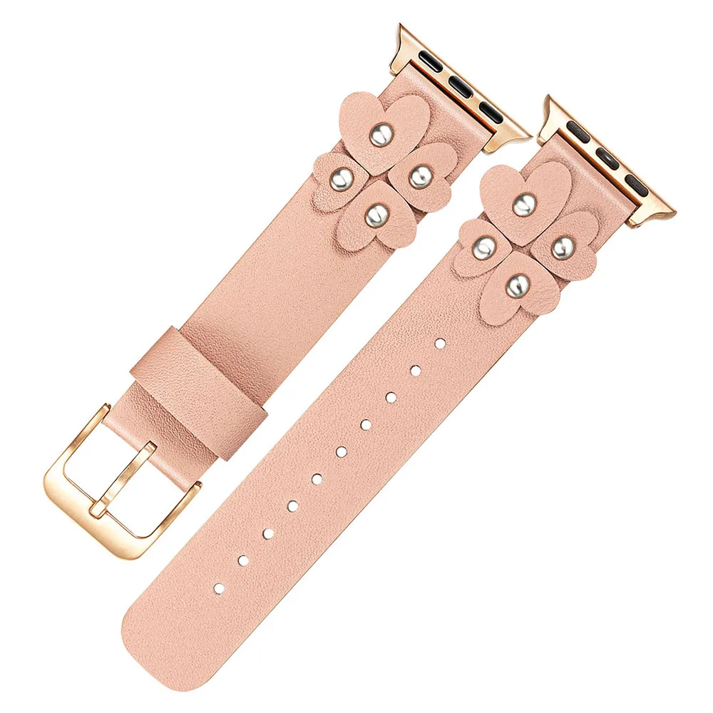 Женский кожаный ремешок для iWatch Apple Watch 5, 4, 3, 2, 1, 44 мм, 40 мм, 42 мм, 38 мм, женский ремешок, розовое золото, серебро