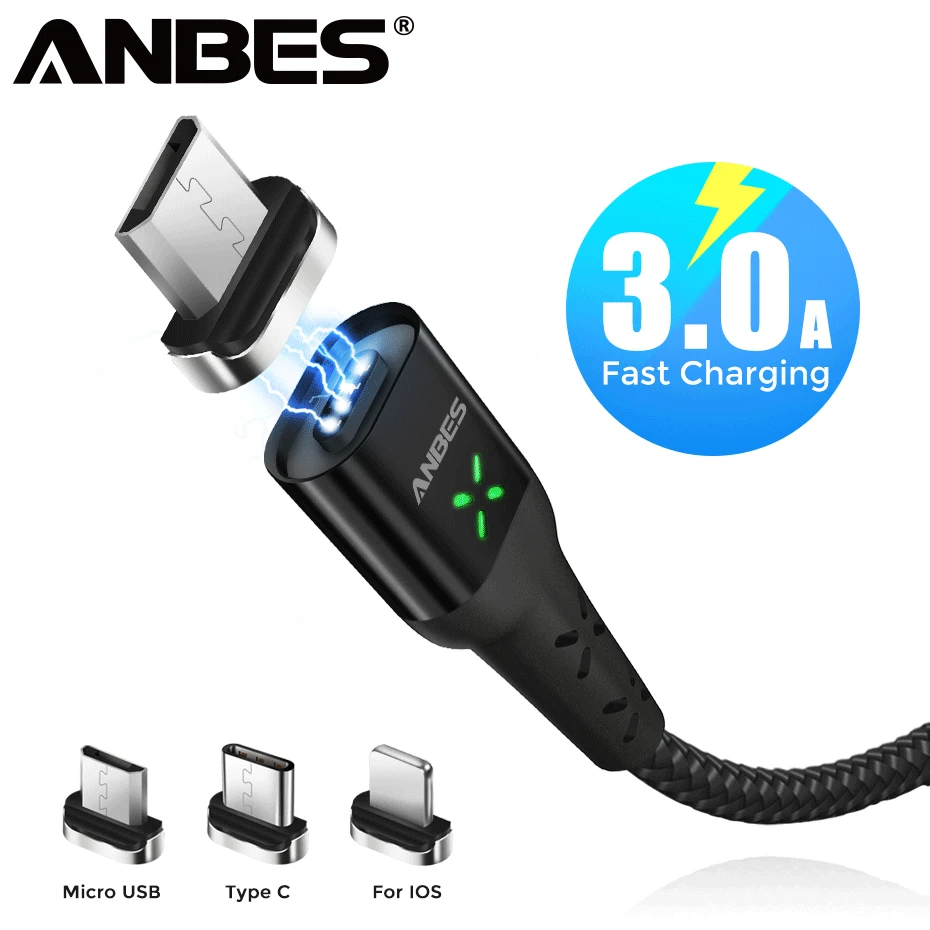 ANBES USB مغناطيسي صغير كابل يو إس بي نوع C المغناطيس شاحن شحن سلك USB C كابل ل فون سامسونج Xiaomi الهاتف المحمول الكابلات
