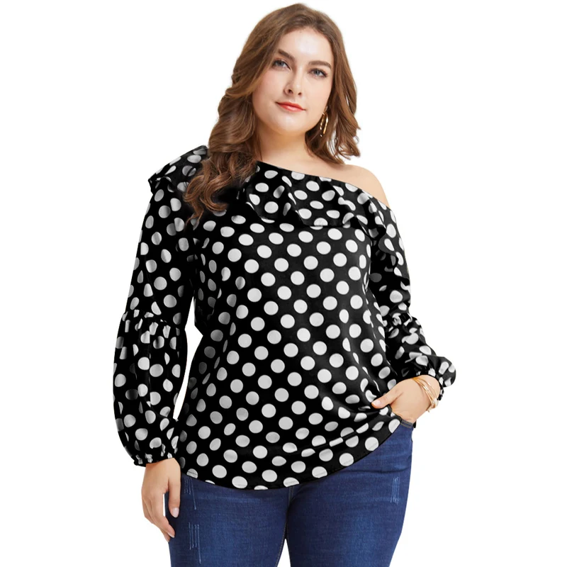 Buy 2019 Plus Size Polka Dots Streetwear Ruffles One