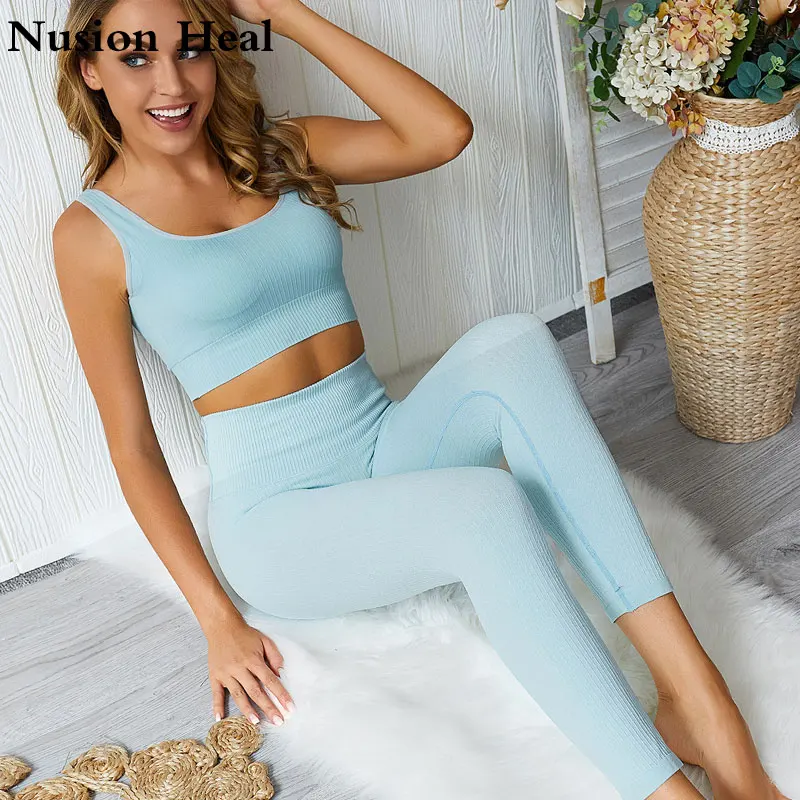 

2 Pcs Yoga Sets Woman Sportswear Fitness Suit Sport Clothing for Women Print Gym Wear Running Clothes Workout Tank Top Leggings