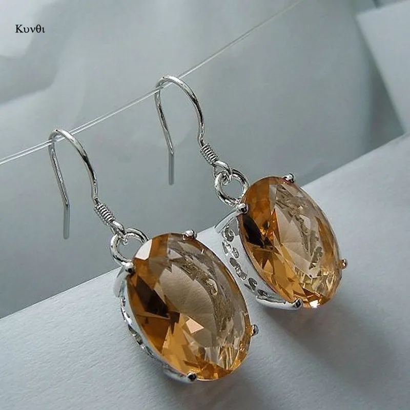 

Elegant Silver Plated Hook Earring For Women Dazzling Light Yellow Crystal Drop Earring New Fashion Party Gifts Jewelry