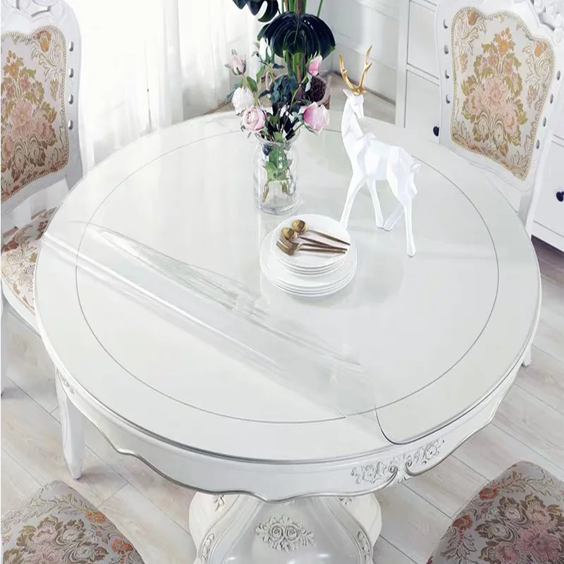 balle 1 5mm yuvarlak pvc seffaf masa ortusu ortusu masa ortusu koruyucu masa pedi yumusak cam yemek agir plastik mat tablecloths aliexpress