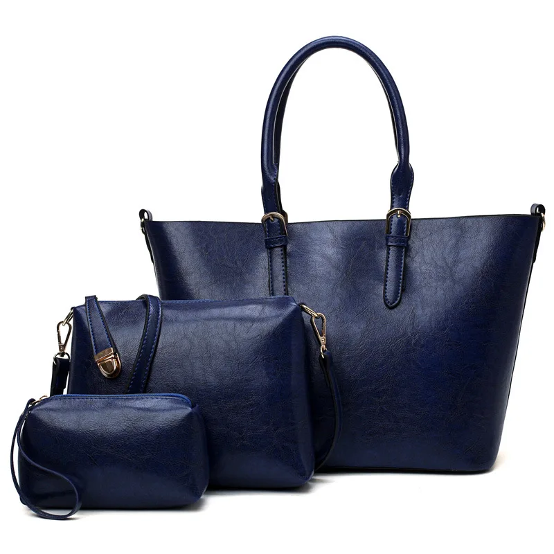 

3pcs Women Bag Set Leather Handbags Fashion Brand Crossbody Shoulder Bags Leather Messenger Bag Casual Female Tote Clutch Black