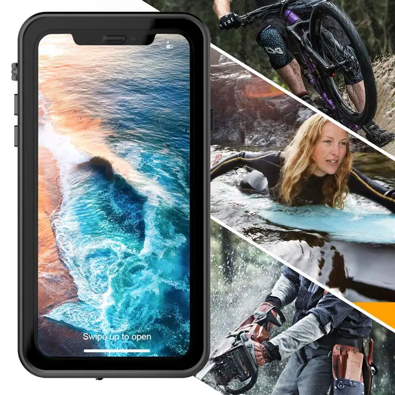 ل فون XS ماكس Snowproof حالة المياه برهان واضح عودة الغلاف الأمامي ل iPhonex Etui كوكه ل فون Xs Xr مع معصمه