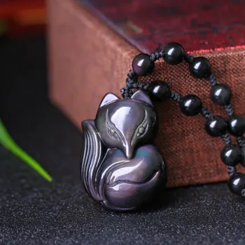 

The wholesale supply of men and women natural counter Genuine Rainbow Obsidian pendant accessories to help love evil Fox