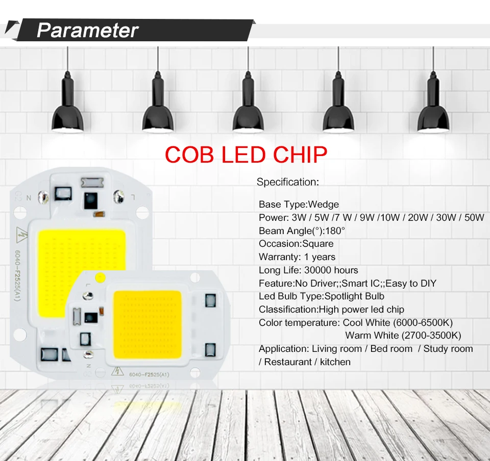 Светодиодный COB чип лампа 10 Вт 20 Вт 30 Вт 50 Вт 70 Вт 100 Вт AC 220 В Smart IC нет необходимости драйвер COB светодиодный светильник прожектор Diy освещение