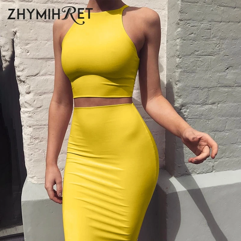 ZHYMIHRET 2020 г. сексуальный летний комплект из двух предметов укороченный топ