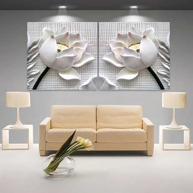 aliexpress com buy 2 pieces three dimensional lotus canvas