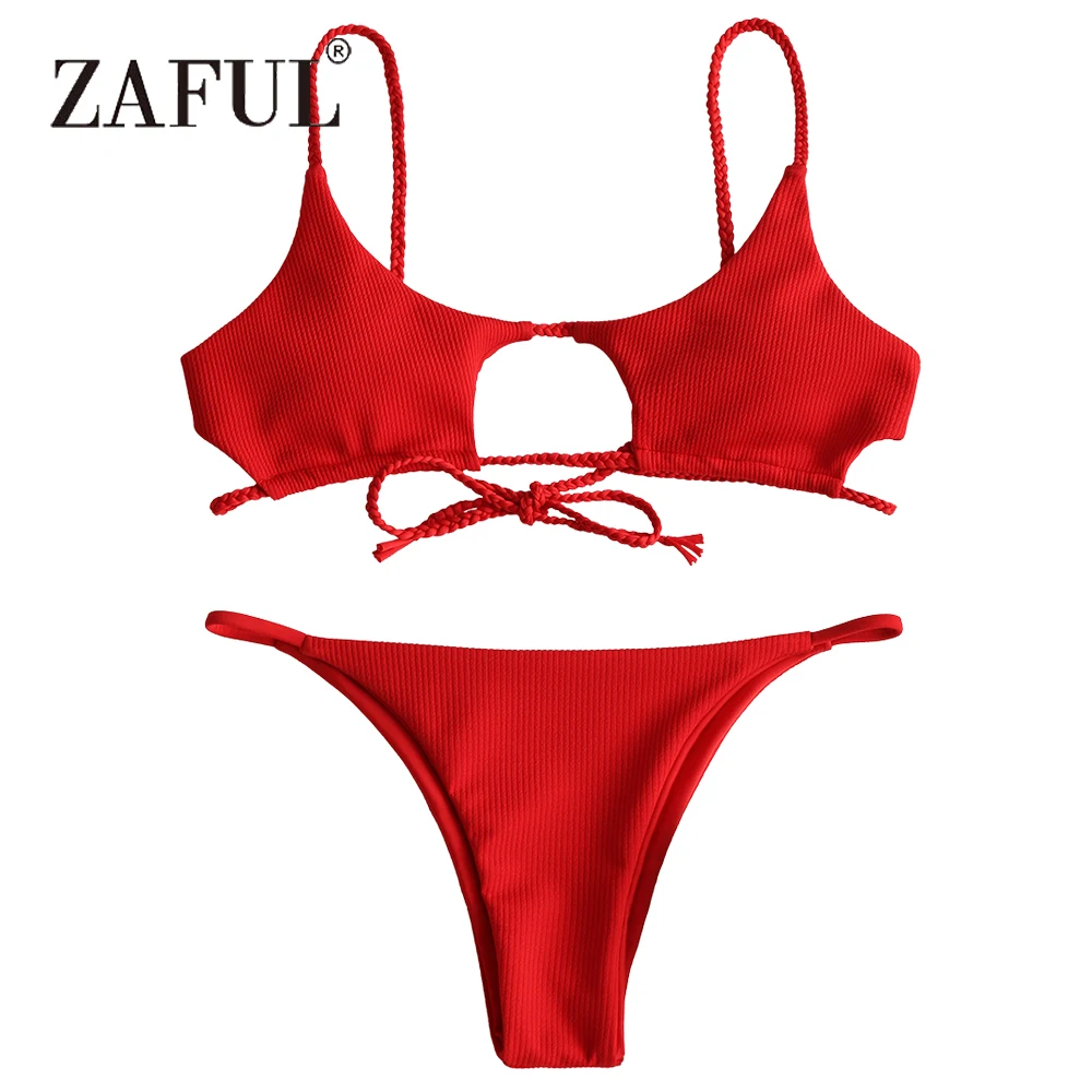 Aliexpress.com : Buy ZAFUL Bikini Braided Ribbed Women Swimsuit Cutout ...