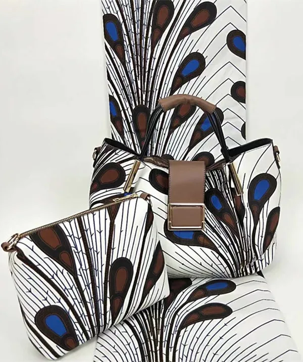 

African real wax print african wax prints fabric tissus wax african fabric with women handbag 100% cotton ankara fabric TN-A69