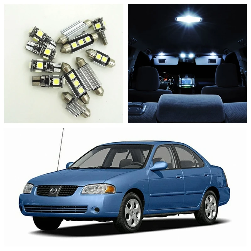 9pcs White LED Light Bulbs Interior Package Kit For Nissan Sentra 2004