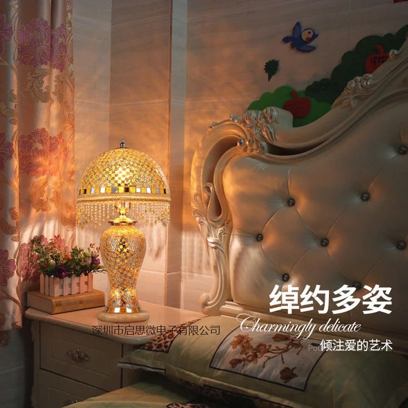 Европейская новейшая ручная инкрустированная стеклянная мозаика для спальни гостиной декоративные настольные лампы в средиземноморском стиле лампы в турецком стиле