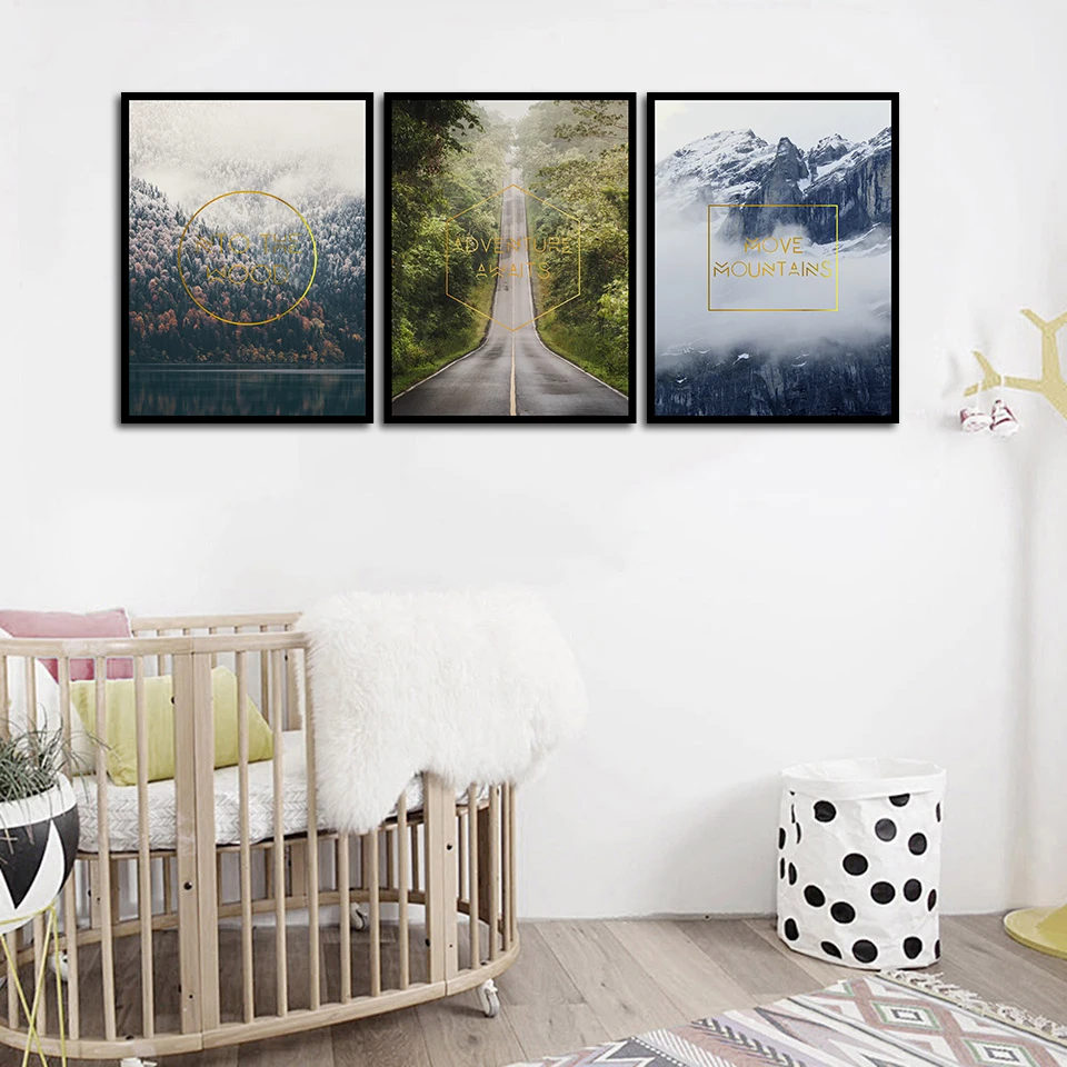 

Simple Black And White Mountain View Canvas Printed Poster Home Decor Paintings Nordic Wall Art Pictures Living Room Modular