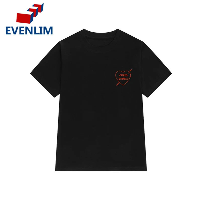 EVENLIM Новый 2018 белый 100% хлопковые футболки с короткими рукавами Для женщин летний