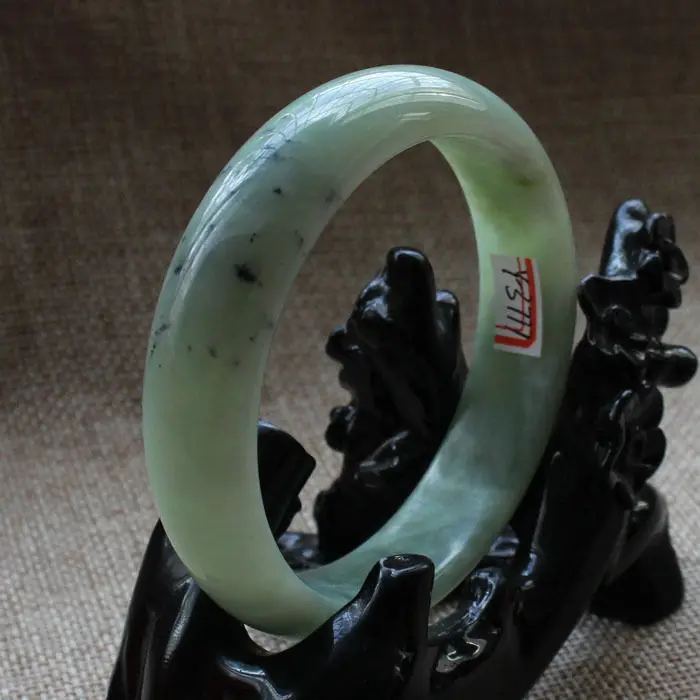 

60mm Chinese Genuine Natural Green Nephrite Jade Gems Bangle Bracelet A-3777