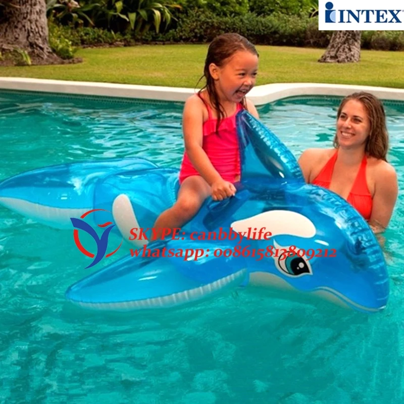 Intex 60 &quotLil' маленький кит езда на воде игрушки Прозрачный синий детский надувной